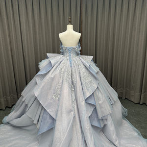 Vestido de Fiesta de Quinceañera Lsmc93 Rosa con Apliques de Cuentas, Organza, Cintura Natural, Encaje - Product Image 4