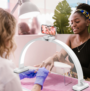 Lampada LED a Mezzaluna a Forma di U Regolabile con Modalità Colore e Luminosità, con Clip per Telefono, per Salone di Manicure e Tatuaggi - Product Image 2