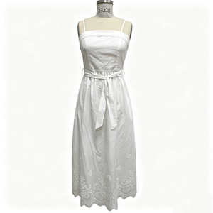 midi dress designer Belted Drop Waist Stretch Midi Denim Dress Dark Wash Denim / 12