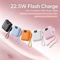 Cadeaux OEM, mini batterie portable, câble de type C intégré, charge rapide 22,5 W PD20W, batterie externe pour iPhone Android