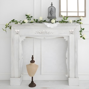 Luckywind Home Decor French Style Rustic Indoor Decorative Fireplace Surround Distressed White Wood <strong>Mantel</strong> <strong>Shelf</strong> Manufacturer - Product Image 1