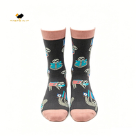 Chaussettes fantaisie en coton motif paresseux amusant lisant un livre, rose et gris, parfaites comme cadeau pour les lecteurs et pour un usage quotidien décontracté