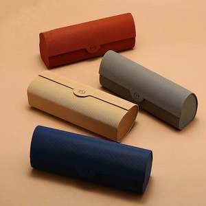 New Arrival Men Women Portable <b>Hard</b> <b>Shell</b> Glasses Storage Horizontal Stripe PU Leather Glasses <b>Case</b> - Product Image 1
