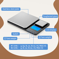Nouveau produit affichage lcd en acier inoxydable double plate-forme balance de cuisson électronique balance de pesée alimentaire numérique cuisine