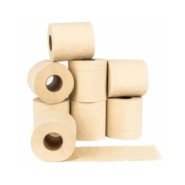 Personalizza i rotoli di carta igienica con il tuo Logo Hotel vendita al dettaglio uso domestico rotolo di carta igienica in bambù non sbiancato grossista carta igienica morbida WC