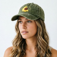 Gorra de Béisbol de 6 Paneles, Estilo Vintage, con Diseño Floral de Girasol, Ajustable, de Algodón Lavado, Deportiva, Personalizada al por Mayor, para Uso Diario Informal Unisex