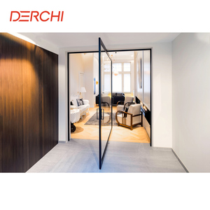 Porta Pivotante in Vetro Nero Moderna Stile Francese a Doppio Vetro per Ingresso Hotel - Product Image 5