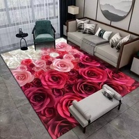 Tapis de sol en velours de cristal imprimé de fleurs en 3D fait à la main moderne grand tapis de style nordique pour le salon et la chambre à coucher