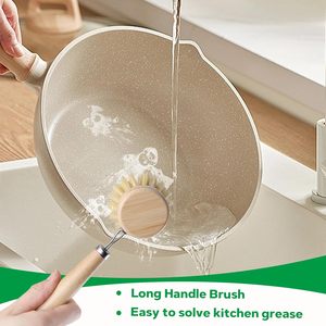Ensemble d'outils de nettoyage de cuisine compostables en bambou, brosse à pot, éponge en coco, tampons à vaisselle - Product Image 4
