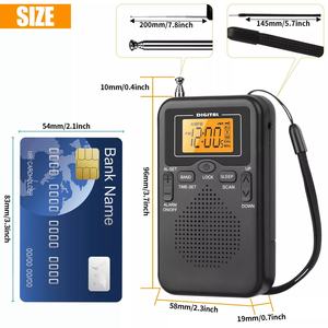 Factory Pocket AM FM Portable Radio LCD Display Alarm <b>Clock</b> <b>Sleep</b> Timer 501-1000mAh Rechargeable Outdoor Home Mini Radio - Product Image 2
