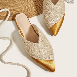 Mules plates pour femmes à bout fermé, respirantes, en corde de chanvre, sandales pour usage quotidien, taille adulte, semelle de 3 cm ou 5 cm, chaussures adhésives - Product Image 4