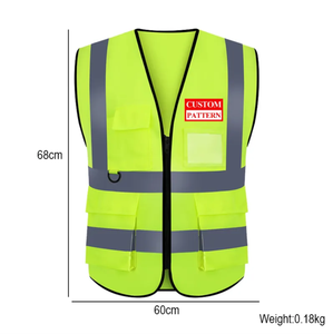 Gilet di sicurezza ad alta visibilità personalizzato con materiale in poliestere con tasca a righe riflettenti per le guardie di sicurezza funzionano con Logo personalizzato - Product Image 6