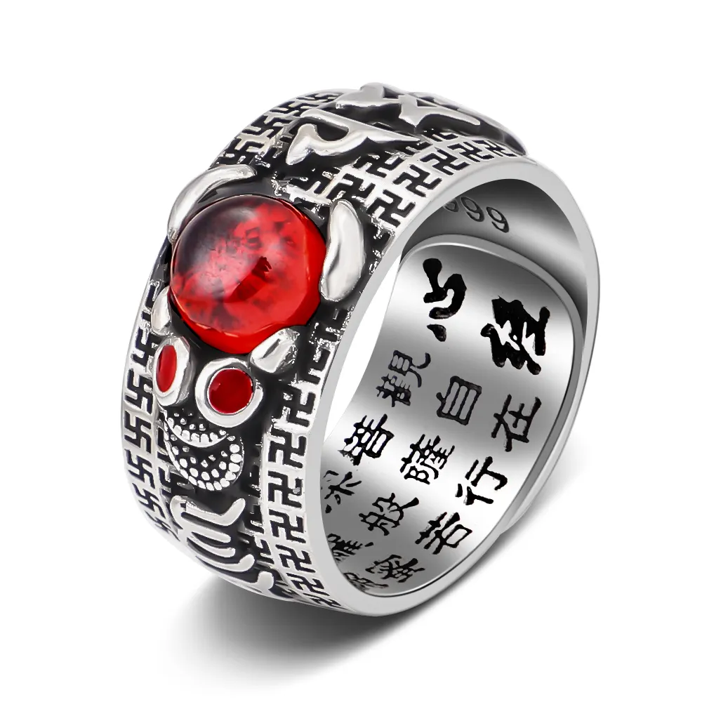 Pixiu Vintage Charms Ring Feng Shui Amulet Wealth Lucky Open Adjustable Ring Buddhist Jewelry for Women Men Gift