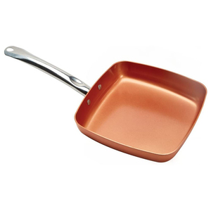 Wie gesehen, wie auf TV 9,5 zoll luft braten kupfer Aluminium non-stick keramik beschichtung kochen topf quadrat braten pan mit deckel - Product Image 1