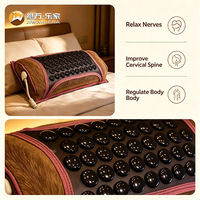 Almohada de terapia térmica de cuero marrón Jiwan Lejia con piedras, rectangular, para aliviar la tensión del cuello en el cuidado diario