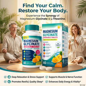 Wholesale Magnesium Glycinate Chewable Tablets <strong>Tropical</strong> Citrus Flavor Supplement for Calm Mood Relaxation Muscle Nerve Health - Product Image 4