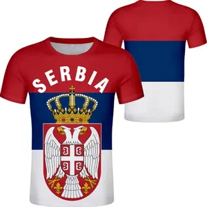 Atacado Personalizado Sérvia República Tshirt Em Torno Do Pescoço Seu Próprio Projeto Em Branco T Shirt para Homens Poliéster Manga Curta Sportswear Tops
