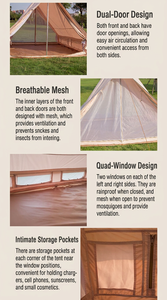 Tente de cabine durable en T/C, imperméable, en coton, type <span class=keywords><strong>tipi</strong></span>, avec sac de transport, pour activités intérieures et extérieures, abri pour livres - Product Image 3