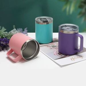 Vaso Térmico de Acero Inoxidable de Doble Pared con Recubrimiento en Polvo de 12 oz, Personalizado y de Alta Calidad, para Café, Cerveza, Oficina, con Asa - Product Image 5