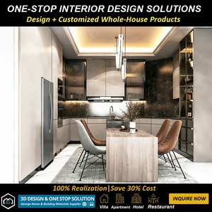 Service de rendu <span class=keywords><strong>3D</strong></span> pour cuisine et salon de villa de luxe minimaliste italienne moderne, solution de design d'intérieur tout-en-un - Product Image 1
