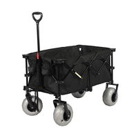 Chariot de plage pliable grande capacité 200L avec grandes roues gonflables pour le sable, chariot portable pour le camping et les pique-niques