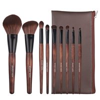 Ensemble de pinceaux de maquillage personnalisable pour débutants, 9 pièces, avec manche en bois et poils synthétiques doux pour le visage et les yeux, kit cosmétique