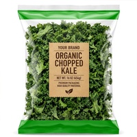 Sac d'emballage pour légumes en BOPP recyclable anti-buée, avec logo personnalisé, auto-adhésif, pour herbes fraîches et laitues