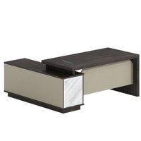 Bureau en forme de L en panneaux de particules de bois massif, fabrication directe d'usine Yazhi, avec tiroirs, design minimaliste moderne pour usage de bureau