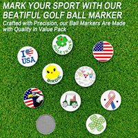 Marqueur de balle de golf magnétique avec logo personnalisé Marqueur de balle de golf en métal avec clip pour chapeau Logo drapeau américain Design Marqueurs de golf