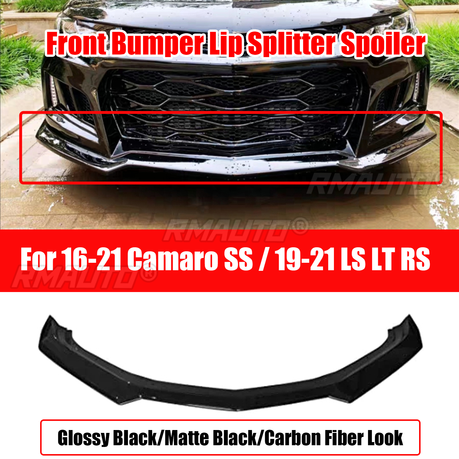 Carbon Look Front Bumper Lip Splitter For 2016-2021 Camaro SS & 2019-2021 LT LS RS