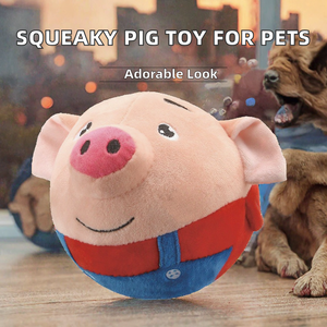 Cute Piggy Ball Plush Dog <strong>Toy</strong> <strong>Squeaker</strong> Soft Cotton Interactive Chew <strong>Toy</strong> Outdoor Use Keep Your Pup Entertained Relieve Boredom - Product Image 2
