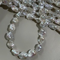 Chaîne de perles baroques d'eau douce de qualité AAA, couleur blanche/violette, taille 11-15 mm, perles naturelles en vrac pour la fabrication de bijoux, marque H.WEN