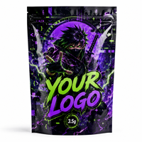 Sachet Mylar personnalisé 3,5g Za Pack avec logo personnalisé, pochette brillante à fermeture éclair, emballage stand-up Cyber Ninja Anime