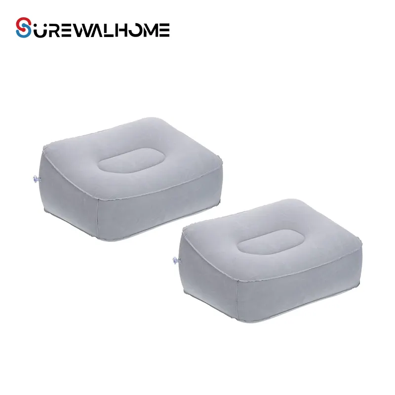 SUREWALHOME Oreiller repose-pieds gonflable Repose-pieds d'avion Hauteur réglable Repose-jambes Oreiller Siège de voiture Oreiller repose-pieds