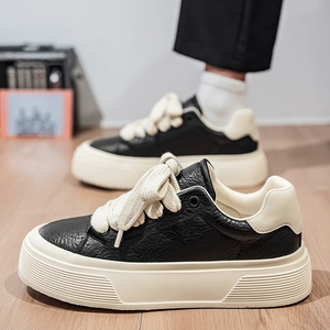 Chaussures décontractées à lacets pour hommes, augmentant la taille, avec semelle intermédiaire en EVA et semelle extérieure en PVC, baskets de travail confortables et tendance à semelle souple - Product Image 4