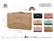 Portafoglio da donna a tre ante con chiusura a scatto, di medie dimensioni, in materiale PU, stile minimalista - Product Image 1