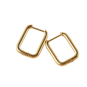 Boucles d'oreilles créoles en acier inoxydable plaqué or pour femmes, design géométrique quadrilatère, haut de gamme et élégantes, vente en gros - Product Image 5