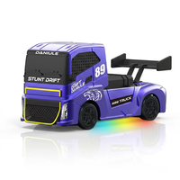 Mini camion de course RC 4x4 à l'échelle 1:87 avec lumières, télécommande 2,4 GHz, jouet de course de bureau haute vitesse, cadeau pour enfants