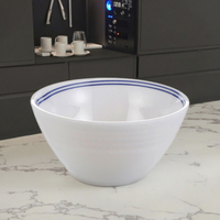 Nouveau restaurant utilise un bol de service de nourriture blanc rond en mélamine à bord bleu de 4.5 pouces