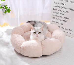 Cama Lavable para Gatos en Forma de Flor, Cama de Peluche para Mascotas, Cama Tipo Donut para Dormir Profundamente, Cojín Suave de Piel Sintética, Desmontable, Acogedor para Gatitos, para Todas las Estaciones - Product Image 5