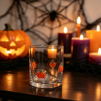 Gelas Kaca 3D Gaya Nordik Motif Percikan Hantu Kelelawar Labu untuk Lilin Votive, Hadiah Pesta Halloween