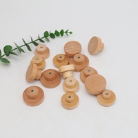 Poignée plate ronde en bois massif Mini tiroir Poignée en bois Accessoires de porte de meubles Bouton