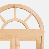Fenêtre en bois massif de pin européen cintrée, non peinte, pour la décoration de cour et de balcon, directement de l'usine.