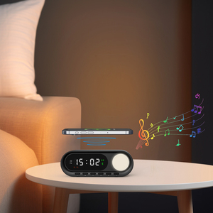 Mới nhất công nghệ tiện ích 15 Wát không dây sạc BT loa đồng hồ báo thức giọng nói tốt Loa không dây với Led Logo - Product Image 2