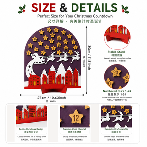 Christmas Countdown Advent <b>Calendar</b> Wooden Tabletop Decoration Reusable Holiday Home Decor Festive Display Board - Product Image 4