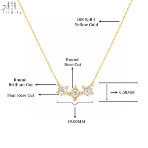 คอลเลกชันเครื่องประดับ New Rose Cut สร้อยคอแฮนด์เมดแบบมินิมอล สร้อยคอทองคำแท้ 18K ประดับเพชรทรง Rose Cut - Product Image 2