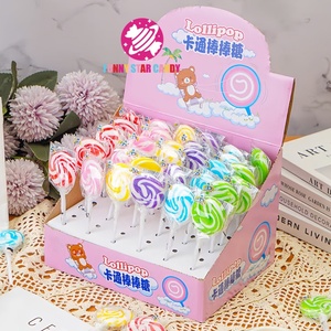 Fabrika toptan toplu 12g Lolly özel gökkuşağı renk tatlılar meyve lezzet yuvarlak girdap büküm düz sert şeker lolipop - Product Image 1