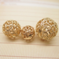 Bola de diafragma hueca Simple de cadena de chapado en oro italiano de 24K de alta calidad 10mm para la fabricación de joyas