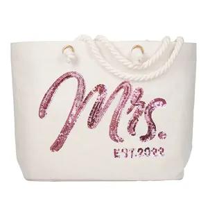 Wholesale Bridal Shower Gifts Sequin Bag Wedding Bridal Party Ladies Tote Bag Waterproof Beach Bags