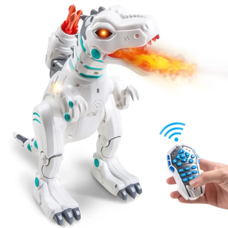 ZIGO TECH Dikabutkan Bernapas Api Menembak Pertempuran Rc Mainan Dino Mainan Anak Dinosaurus